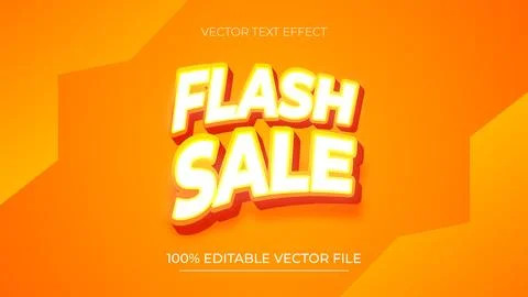 Flash Sale text in white and orange color combination style Editable text e.. Stock Illustration