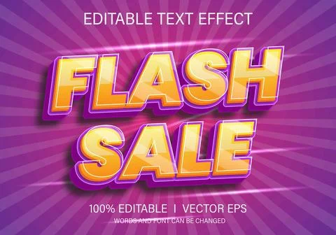 Flash sale vector text effect with modern style design Illustrazione stock