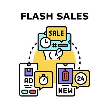 Flash sales offering limited time online discounts Stock Illustration