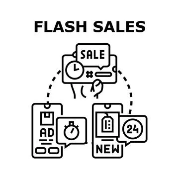 Flash sales offering limited time online discounts Stock Illustration