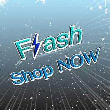 Flash shop now concept with comic text background 库存插图