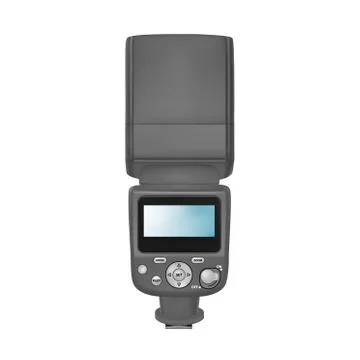 Flash for SLR cameras in vector on white background. Illustrazione stock