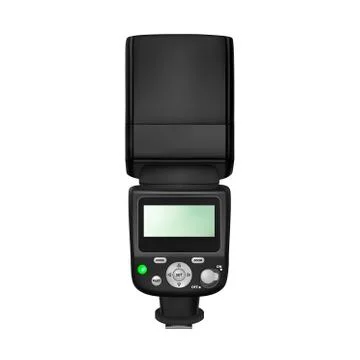 Flash for SLR cameras in vector on white background. Illustrazione stock