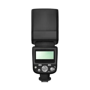 Flash for SLR cameras in vector on white background. Stock Illustration
