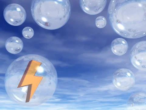 Flash in a soap bubble fly high - 3d illustration Stock Illustration