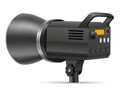 Flash for softbox on tripod in photo studio vector illustration Stock Illustration
