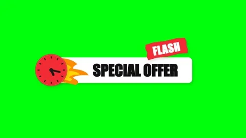 Flash Special Offer Promotion with Clock Icon and Green Screen Background. Stock Footage 336619896