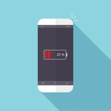 Flash style with battery alert on the smart phone screen ,vector design Eleme Stock Illustration