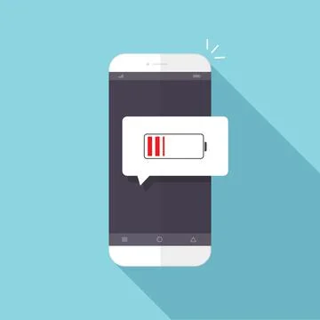 Flash style with battery alert on the smart phone screen ,vector design Eleme Stock Illustration
