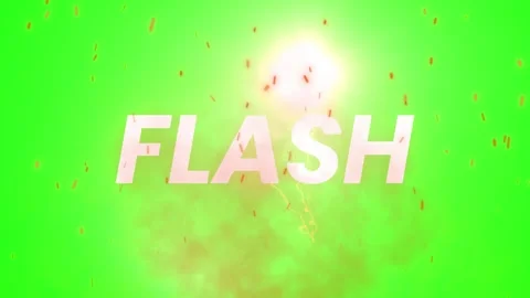 Flash Text Animation with Bright Lens Flare on Green Screen Stock Footage 334716534