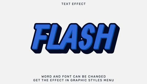 Flash text effect template in 3d style Stock Illustration