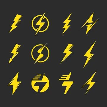 Flash thunder bolt element icon set illustration vector Stock Illustration