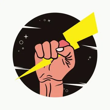 Flash thunder bolt in hand vector illustration Stock Illustration