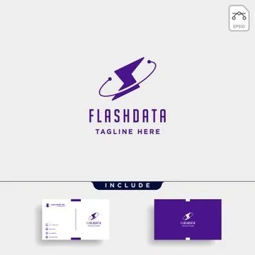 Flash thunder internet logo design vector power connection symbol sign icon Stock Illustration
