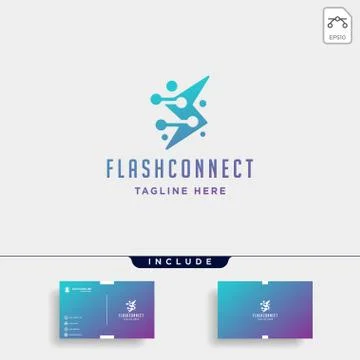 Flash thunder internet logo design vector power connection symbol sign icon Stock Illustration