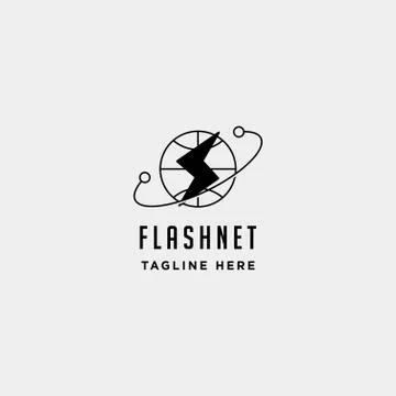 Flash thunder internet logo design vector power connection symbol sign icon Stock Illustration