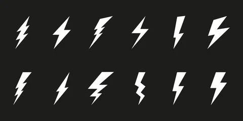 Flash thunder power icon set, Flash lightning bolt icon with thunder bolt. .. 스톡 일러스트