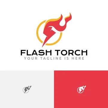 Flash Torch Bolt Thunder Fire Flame Logo Stock Illustration