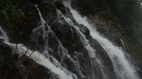 Flash Waterfall on Rocks - Slow Motion - 4k Stock Footage 51361544