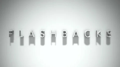 Flashbacks 3D title animation with shadows on a white background Stockbeeldmateriaal 296620293