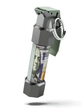 Flashbang Grenade with stack of dollar bills Stock-Illustration