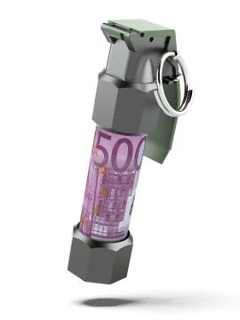 Flashbang Grenade with stack of euro bills イラスト素材