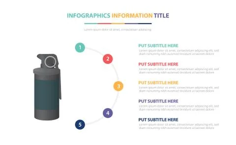 Flashbang infographic template concept with five points list and various colo Stock Illustration
