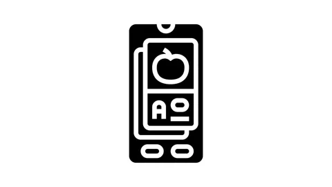 Flashcard education platform glyph icon animation Stock Footage 326144356