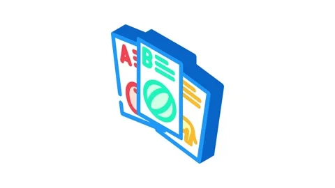 Flashcard education platform isometric icon animation Stock Footage 327277417