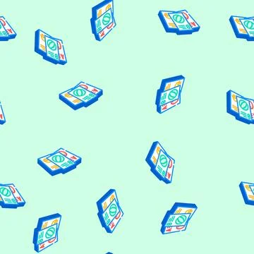 Flashcard education platform isometric icon seamless pattern Stock Illustration