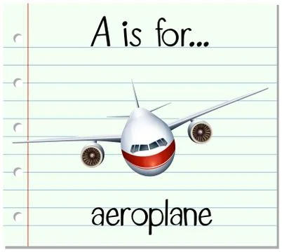 Flashcard letter A is for aeroplane Illustrazione stock
