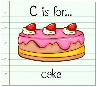 Flashcard letter C is for cake Ilustração Stock