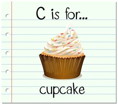 Flashcard letter C is for cupcake Ilustração Stock