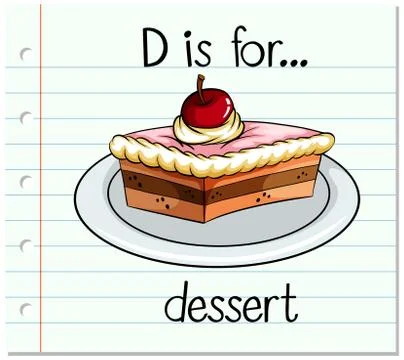Flashcard letter D is for dessert Ilustração Stock