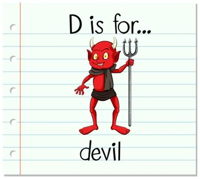 Flashcard letter D is for devil Stock Illustration
