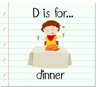 Flashcard letter D is for dinner Ilustração Stock