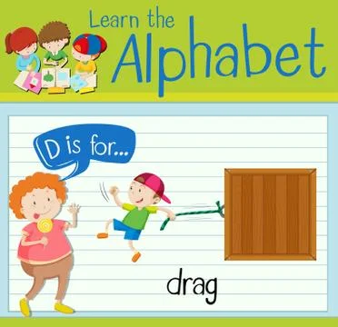 Flashcard letter D is for drag 스톡 일러스트