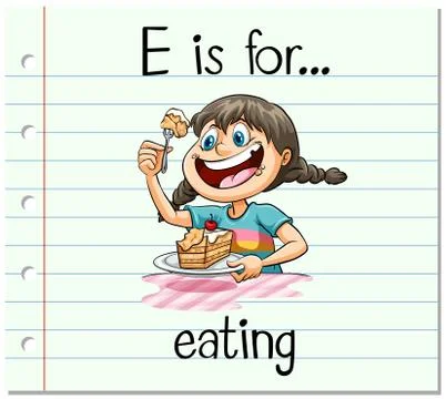 Flashcard letter E is for eating Stock Illustration