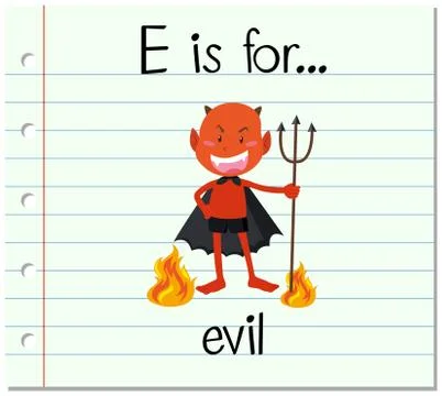 Flashcard letter E is for evil Ilustração Stock