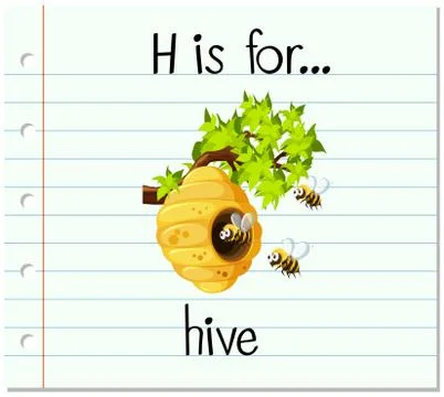 Flashcard letter H is for hive Ilustração Stock
