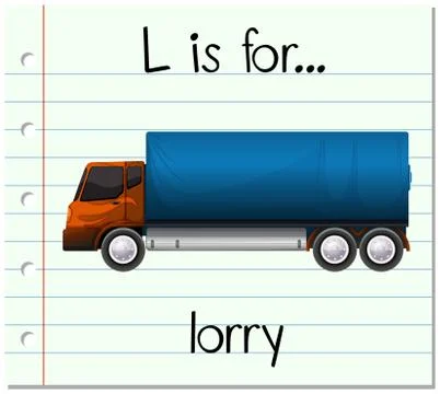 Flashcard letter L is for lorry Stock Illustration
