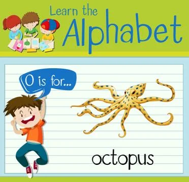 Flashcard letter O is for octopus Stock Illustration