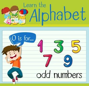Flashcard letter O is for odd numbers Stock Illustration