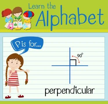 Flashcard letter P is for perpendicular Stock Illustration