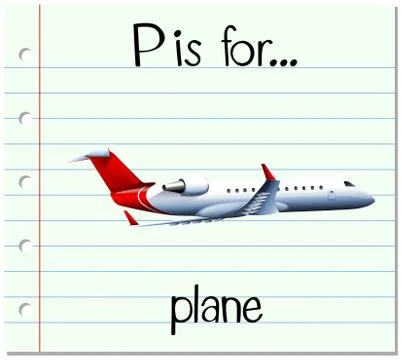 Flashcard letter P is for plane Illustrazione stock