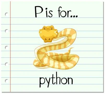 Flashcard letter P is for python Stock Illustration