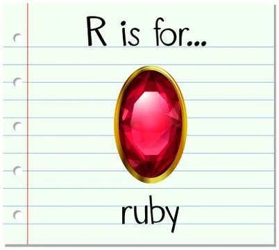 Flashcard letter R is for ruby Illustrazione stock