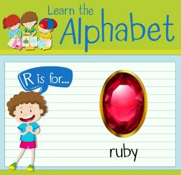 Flashcard letter R is for ruby Illustrazione stock