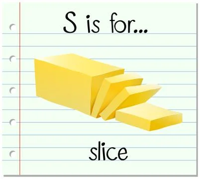 Flashcard letter S is for slice Stock Illustration