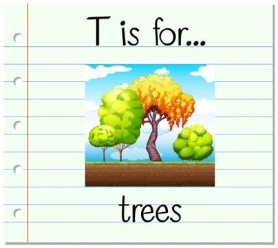 Flashcard letter T is for trees Ilustração Stock